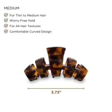 TELETIES - Medium Hair Clip - Strong Grip, Bendable Teeth, Comfortable Curved Design - Ideal for Med...