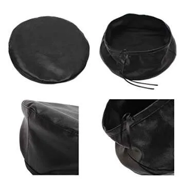 WETOO Women Beret Hat PU Leather Beret French Black Beret Artist Beret Cap