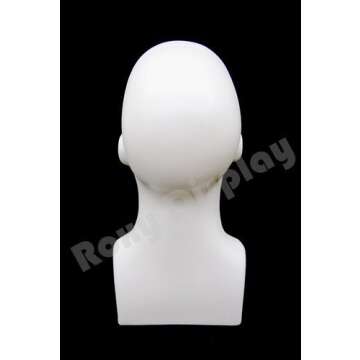 (PS-M-WH) 16" Tall Male Mannequin Head Durable Plastic (White)
