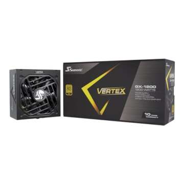 Seasonic VERTEX GX-1200 - 1200W - 80+ Gold - ATX 3.0 & PCIe 5.0 Ready - Full-Modular - ATX Form Factor - Low Noise - 12 Year Warranty - Nvidia RTX 30/40 Super & AMD GPU Compatible