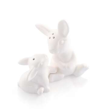 Arthur Court White Stoneware Mother and Baby Easter Salt and Pepper Shakers Set, Durable and Easy to...