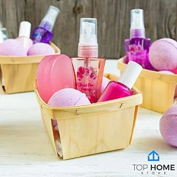 Top Home Store One Pint Wooden Berry Baskets (10 Pack) – For Fruit Picking, Arts, Crafts, and Decor; 4” Square Vented Wood Boxes