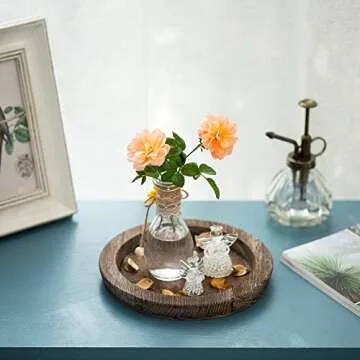 Rustic Wooden Tray Candle Holder Set for Home Decor