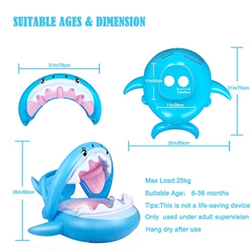 Adorable Baby Shark Pool Float with Canopy for Kids