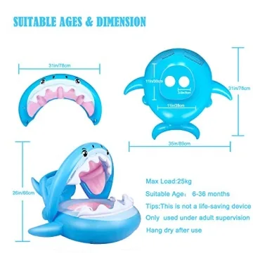 Adorable Baby Shark Pool Float with Canopy for Kids