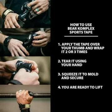 Bear Komplex Athletic Sports Tape, 4 or 12 Pack of Premium Adhesive Wrap, 5 cm Tape, Sweatproof, Breathable, and Non-Slip for Lifting, Crossfit, and Hook Grip, Hypoallergenic and Latex Free