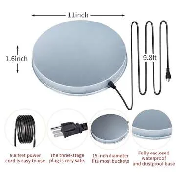 GUEOQTC 2Pack Chicken Water Heater for Winter，110Watt Heated Poultry Waterer Base,with Thermostat ...