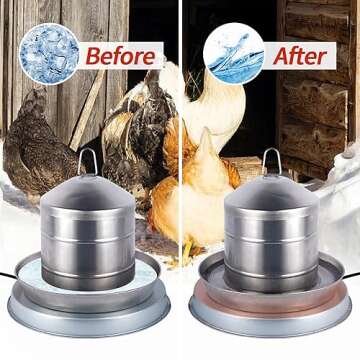 GUEOQTC 2Pack Chicken Water Heater for Winter，110Watt Heated Poultry Waterer Base,with Thermostat and 9.8ft Power Cord, Dia.11in