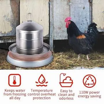 GUEOQTC 2Pack Chicken Water Heater for Winter，110Watt Heated Poultry Waterer Base,with Thermostat and 9.8ft Power Cord, Dia.11in