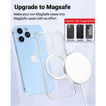 KALAPOP Magnetic Wireless Charging Magsafe Ring-6 PCS,Ultra-Thin(0.4mm) Magsafe Sticker, Compatible with iPhone 16/15/14/13 Series,Samsung Galaxy,Google Pixel Series,Magsafe Accessories-3Black&3Silver