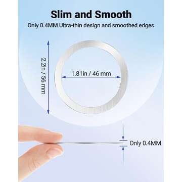KALAPOP Magnetic Wireless Charging Magsafe Ring-6 PCS,Ultra-Thin(0.4mm) Magsafe Sticker, Compatible with iPhone 16/15/14/13 Series,Samsung Galaxy,Google Pixel Series,Magsafe Accessories-3Black&3Silver