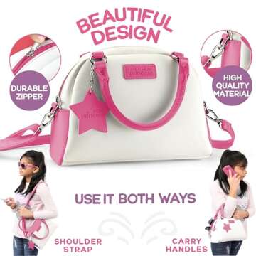 Play Purse for Girls and Toddlers - Little Girls Toys Pretend Play Accessories: Toy Phone, Wallet, Credit Cards, Keys, Pretend Makeup for Role Playing Toys for Girls Ages 3 4 5 6 7 8 Years and Up