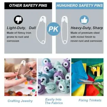 arricraft 100PCS 1" White Safety Pins, Colored Safety Pins Bulk Sewing Pins for DIY Craft Making and Clothing, Knitting Stitch Marker-White