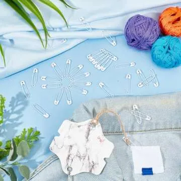 arricraft 100PCS 1" White Safety Pins, Colored Safety Pins Bulk Sewing Pins for DIY Craft Making and Clothing, Knitting Stitch Marker-White