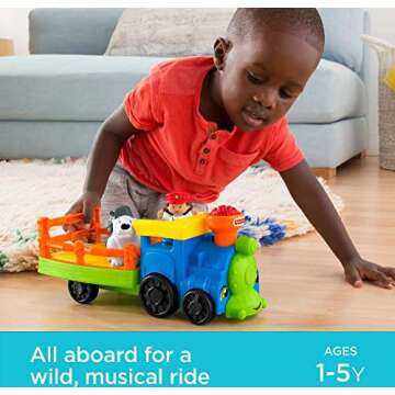 Fisher-Price Little People Toddler Toy Train Choo-Choo Zoo with Music Sounds and 3 Figures for Prete...