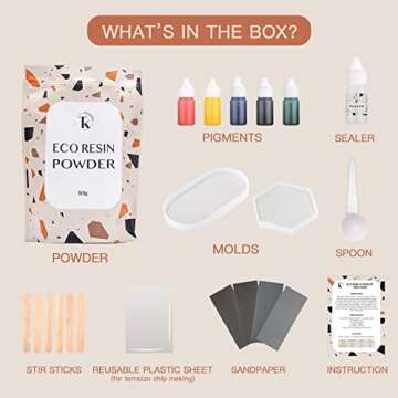 Tassika Eco Resin Kit for Beginners 2lbs, Terrazzo Resin Kit, Complete Resin Kit (Jesmonite Alternative)