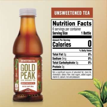 Gold Peak Real Brewed Unsweetened Black Tea, 6 Pack - 16.9 fl oz