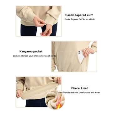 THE GYM PEOPLE Women's Oversized Hoodie Loose fit Soft Fleece Pullover Hooded Sweatshirt With Pockets Khaki