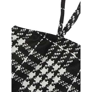 Floerns Women's Plaid Print Mini Cami Bodycon Dress Black L