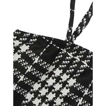 Floerns Women's Plaid Print Mini Cami Bodycon Dress Black L