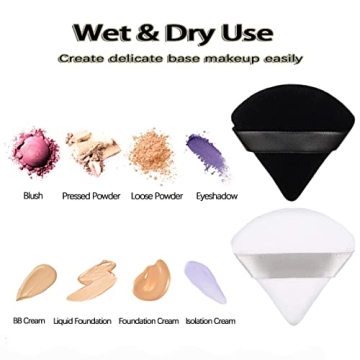6 Pure Cotton Triangle Powder Puffs for Flawless Makeup