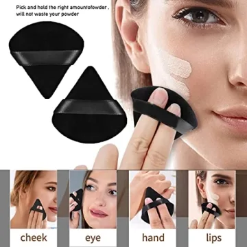 6 Pure Cotton Triangle Powder Puffs for Flawless Makeup