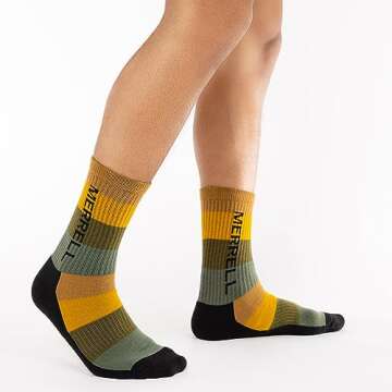 Merrell Unisex Adult Wool Everyday Hiking Socks - 3 Pairs Crew - Cushioned Moisture Wicking