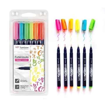 Vibrant Tombow Fudenosuke Brush Pens - Set of 6