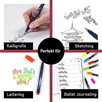 Vibrant Tombow Fudenosuke Brush Pens - Set of 6