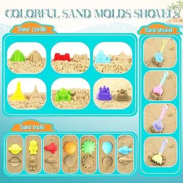 Oun Nana Beach Toys, 21 PCS Sand Toys for Kids, Sandbox Toys with Collapsible Beach Buckets and Shovels Set, Sand Castle Kit, Sand Molds, Mesh Bag, Travel Beach Sand Toys for Kids Toddlers Boys Girls