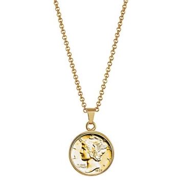 American Coin Treasures Gold-Layered Silver Mercury Dime Pendant Necklace