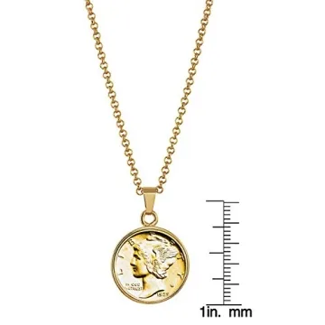 Gold-Layered Silver Mercury Dime Pendant Necklace