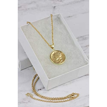 Gold-Layered Silver Mercury Dime Pendant Necklace