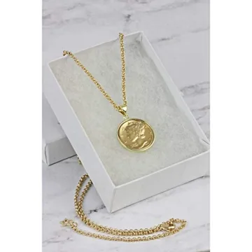 Gold-Layered Silver Mercury Dime Pendant Necklace