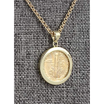 Gold-Layered Silver Mercury Dime Pendant Necklace