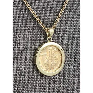 Gold-Layered Silver Mercury Dime Pendant Necklace