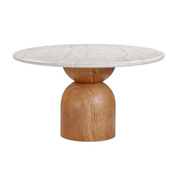 Tov Furniture Cynthia Travertine Concrete 54" Round Dining Table - Stylish and Durable