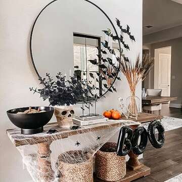 Artificial Eucalyptus Stems Black Leaves Branches Halloween Black Flowers Decoration Gothic Bathroom Table Home Farmhouse Aesthetic Decor 14'' 6 Pcs