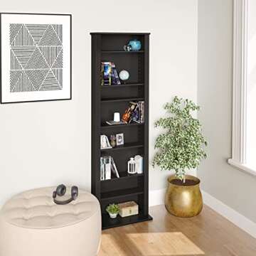 Prepac Barrister Narrow Cabinet Media Storage, 19.25" Wide, Black