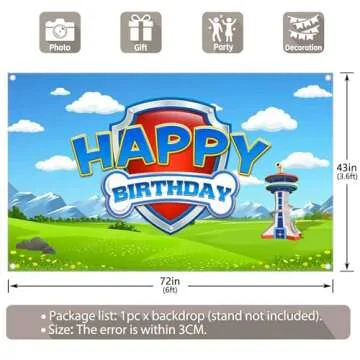 Yriujul 72x43inch Dog Paw Birthday Backdrop for Boy Girls Puppy Blue Sky Grass Photography Background Banner Baby Shower Party Decorations Photo Booth Props