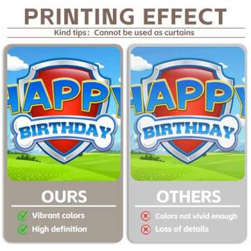 Yriujul 72x43inch Dog Paw Birthday Backdrop for Boy Girls Puppy Blue Sky Grass Photography Background Banner Baby Shower Party Decorations Photo Booth Props