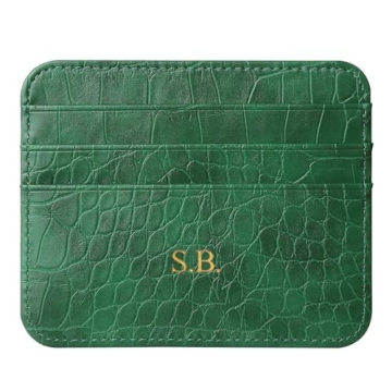 ZIPULIS Personalized Gold/Silver Initials Wallet - Thin PU Leather Card Holder