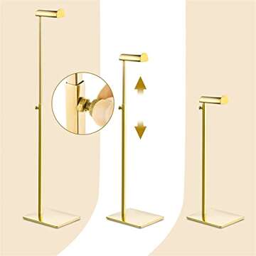 Elitnus Gold Set of 2 Adjustable Height Purse Display Stand - Metal Handbag Display Stand Set - Sing...