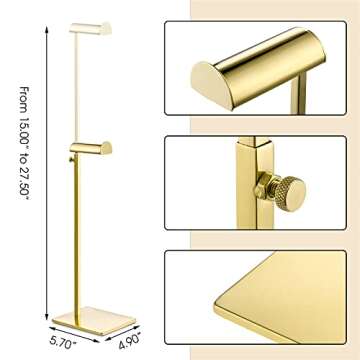 Elitnus Gold Set of 2 Adjustable Height Purse Display Stand - Metal Handbag Display Stand Set - Single Hanging Hook for Boutique Store