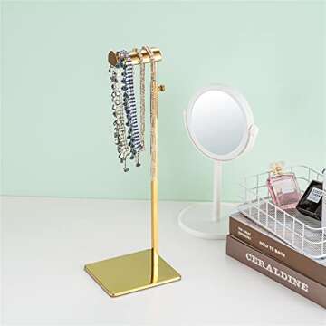 Elitnus Gold Set of 2 Adjustable Height Purse Display Stand - Metal Handbag Display Stand Set - Single Hanging Hook for Boutique Store