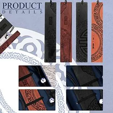 4 Pieces Wood Bookmark Vintage Bookmark Gift Craft Book Mark Book Lovers Handmade Natural Wooden Carving Bookmarker Ideal for Birthday Present Students Teachers Appreciation(Traditional Style)