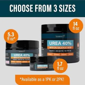 NUVADERMIS Urea Cream 40 Percent for Feet - 40% Urea Foot Repair Lotion - Maximum Strength For Dry Cracked Heels - 2% Salicylic Acid, Shea Butter, Tea Tree Oil, Vitamin E - 5.29 oz Jar