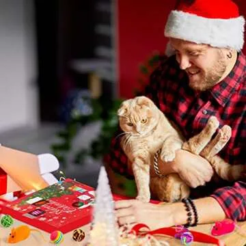 Cat Advent Calendar 2024, 24 Days Cat Toy Countdown Calendar Christmas Toys for Kitten with Catnip Toys, Mice, Cat Feather Teaser and Ball Bells Xmas Gifts for Cat Lovers