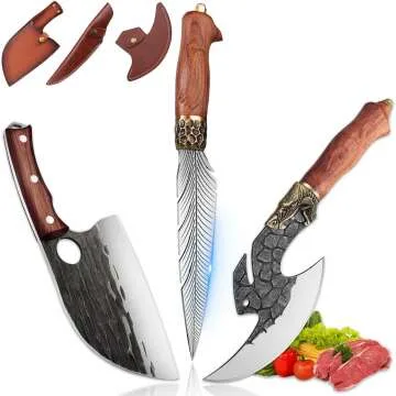 Feather Viking Serbian Chef Knife & Cleaver Set - High Carbon Steel