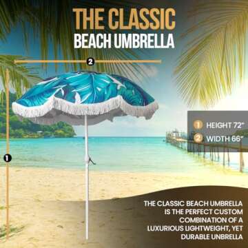 South Bay Beach Life™ - Large, Luxury Beach Umbrellas - Beach & Patio Umbrella with Custom Sand An...